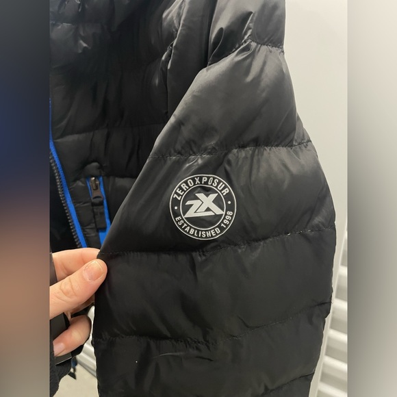 NWT ❄️ ZeroXPosur quilted lightweight black blue winter coat ❄️Boys L 14-16 - Picture 7 of 15